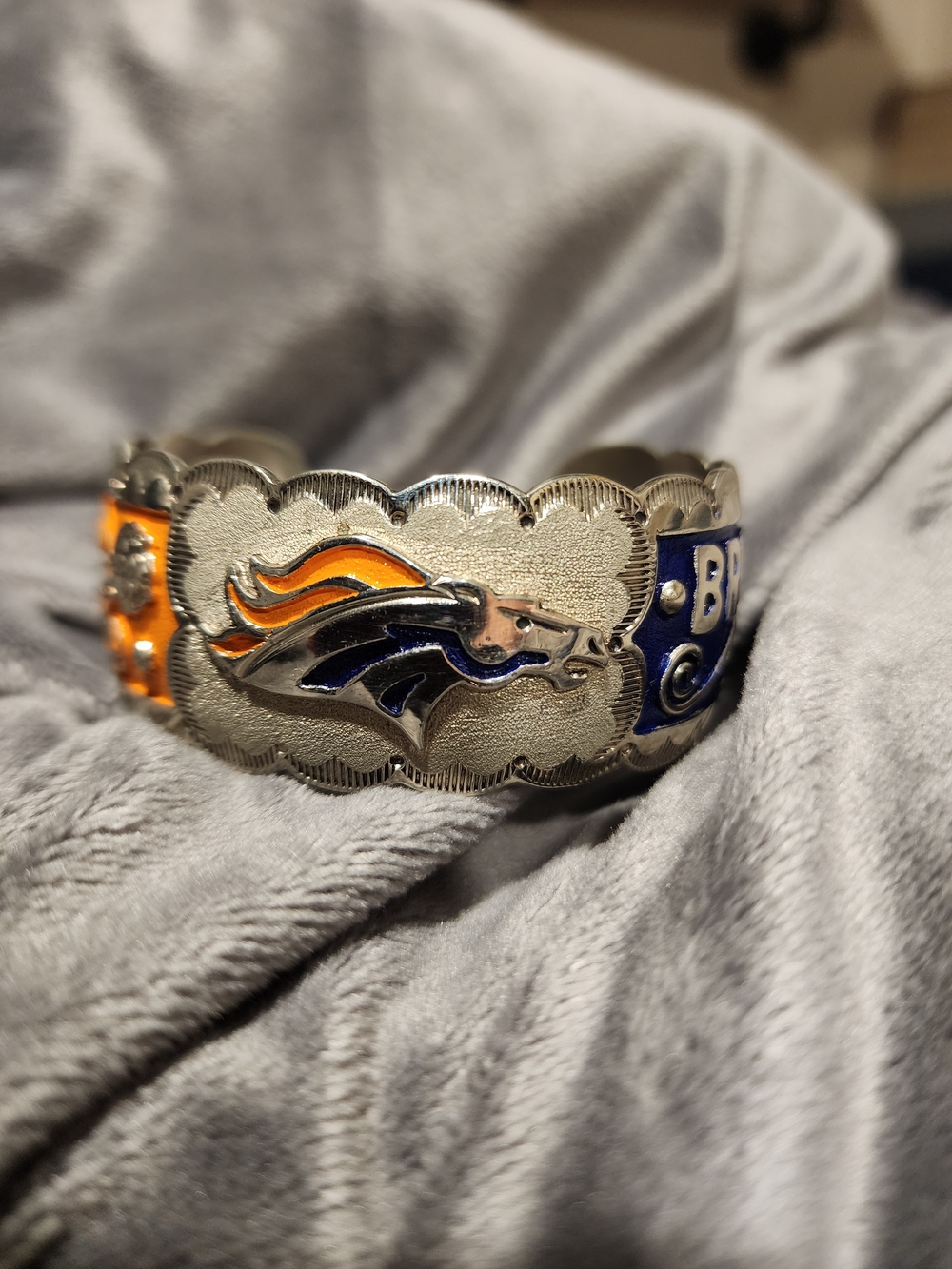 Women’s Silver-Tone Orange & Blue Enamel Team Cuff Bracelet